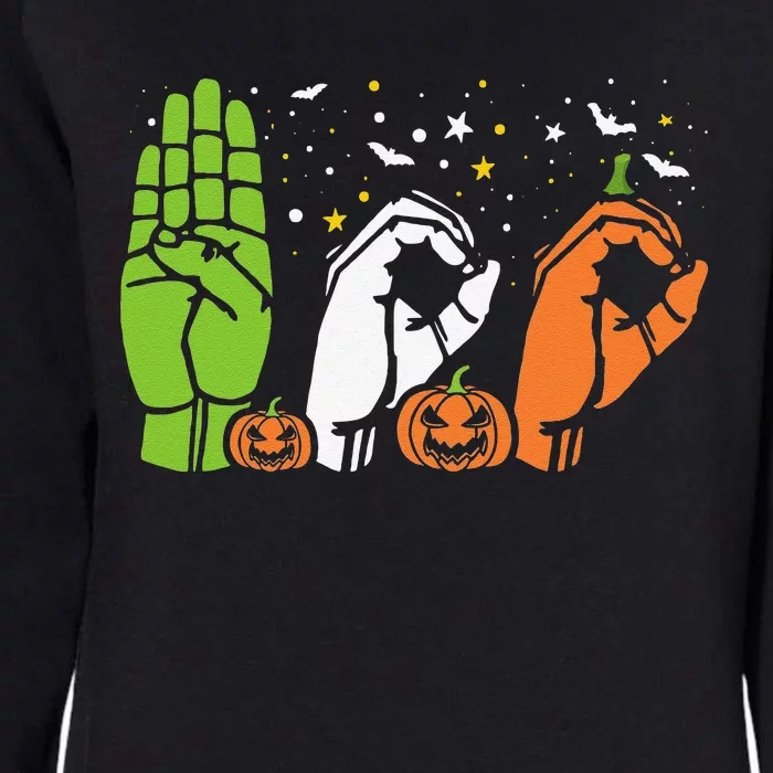 Boo Hands American Sign Language ASL Halloween Pride Womens California Wash Sweatshirt