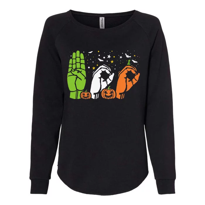 Boo Hands American Sign Language ASL Halloween Pride Womens California Wash Sweatshirt