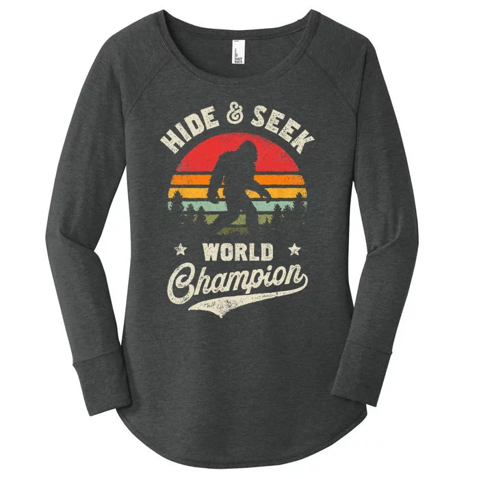 Bigfoot Hide And Seek World Champion Sasquatch Retro Vintage Women's Perfect Tri Tunic Long Sleeve Shirt