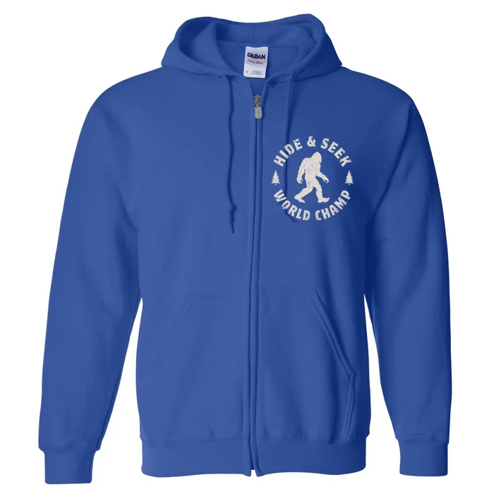 Bigfoot Hide And Seek World Champion Sasquatch Retro Vintage Full Zip Hoodie