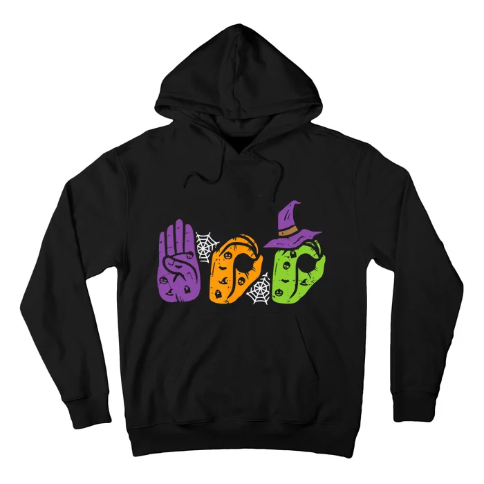 Boo Hands American Sign Language Pride Asl Halloween Hoodie