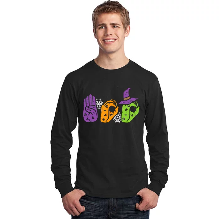 Boo Hands American Sign Language Pride Asl Halloween Tall Long Sleeve T-Shirt