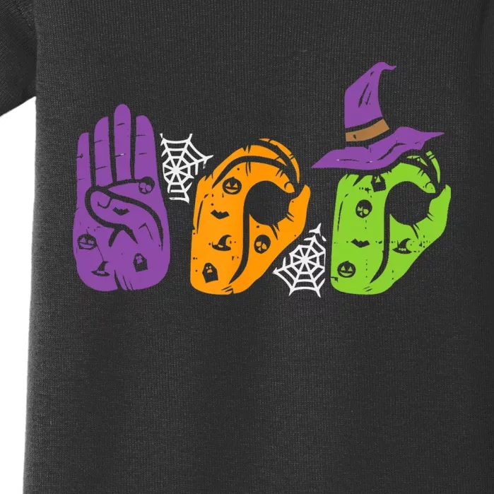 Boo Hands American Sign Language Pride Asl Halloween Baby Bodysuit