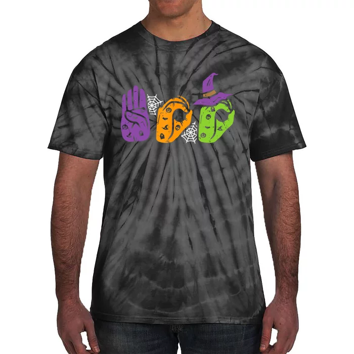 Boo Hands American Sign Language Pride Asl Halloween Tie-Dye T-Shirt