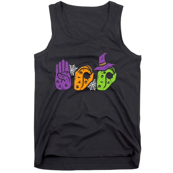 Boo Hands American Sign Language Pride Asl Halloween Tank Top