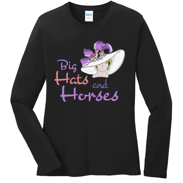 Big Hats And Horses Derby Day Kentucky Ladies Long Sleeve Shirt