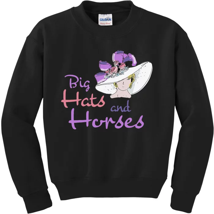 Big Hats And Horses Derby Day Kentucky Kids Sweatshirt