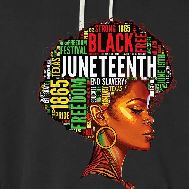 Black History Afro Queen Melanin Word Art Wo Juneteenth Garment-Dyed Fleece Hoodie