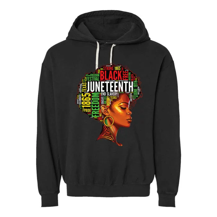 Black History Afro Queen Melanin Word Art Wo Juneteenth Garment-Dyed Fleece Hoodie