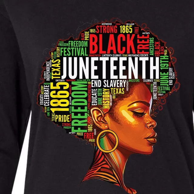 Black History Afro Queen Melanin Word Art Wo Juneteenth Womens Cotton Relaxed Long Sleeve T-Shirt