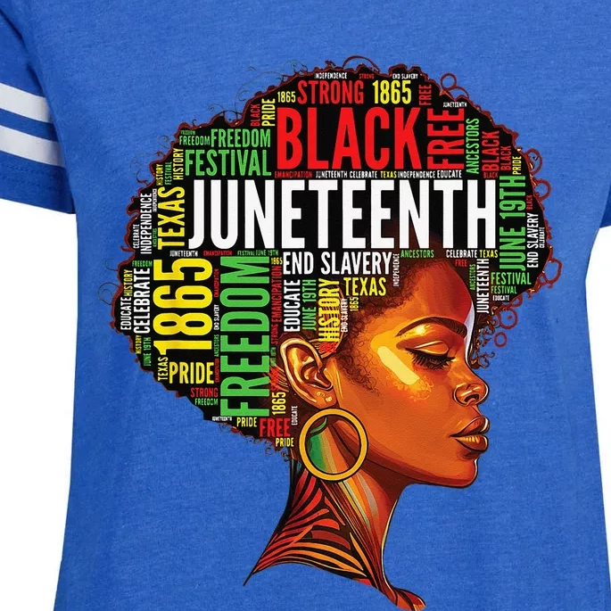 Black History Afro Queen Melanin Word Art Wo Juneteenth Enza Ladies Jersey Football T-Shirt