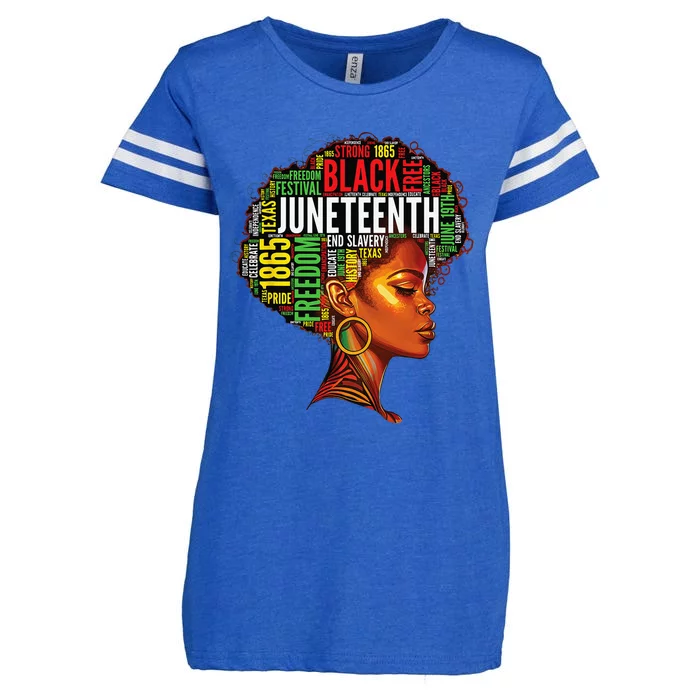 Black History Afro Queen Melanin Word Art Wo Juneteenth Enza Ladies Jersey Football T-Shirt