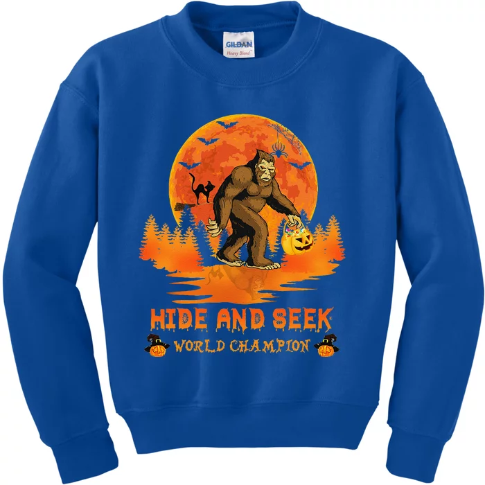 Bigfoot Hide And Seek World Champion Sasquatch Funny Camping Kids Sweatshirt