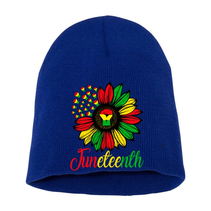 Black History African American Juneteenth Freedom Sunflower Great Gift Short Acrylic Beanie