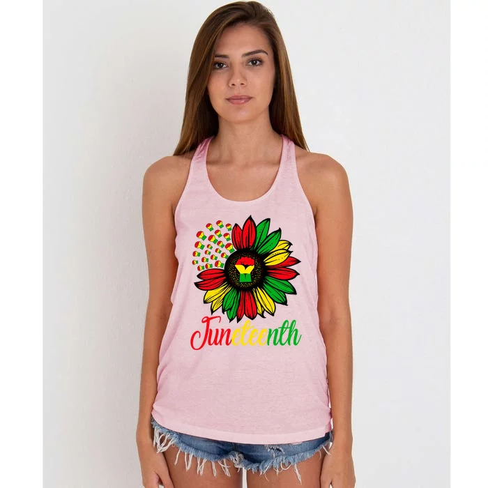 Black History African American Juneteenth Freedom Sunflower Great Gift Women's Knotted Racerback Tank