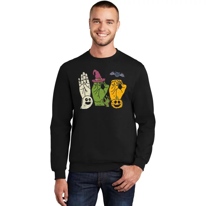 Boo Hands American Sign Language Pride Asl Halloween Witch Tall Sweatshirt