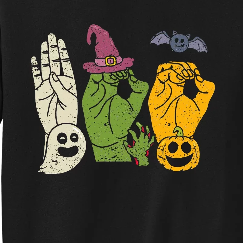 Boo Hands American Sign Language Pride Asl Halloween Witch Tall Sweatshirt