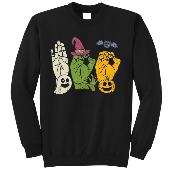 Boo Hands American Sign Language Pride Asl Halloween Witch Tall Sweatshirt