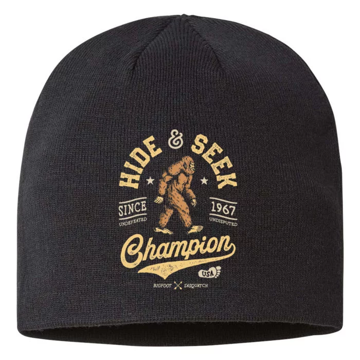 Bigfoot Hide And Seek Champion Funny Sasquatch Retro Vintage 8 1/2in Sustainable Knit Beanie