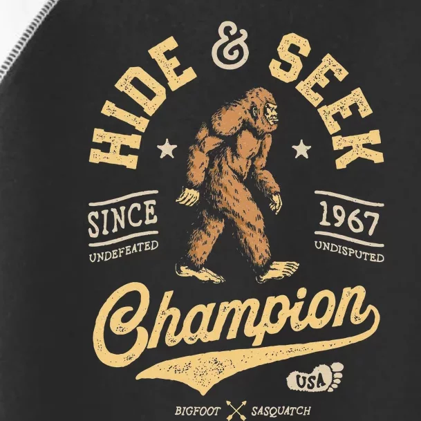 Bigfoot Hide And Seek Champion Funny Sasquatch Retro Vintage Toddler Fine Jersey T-Shirt