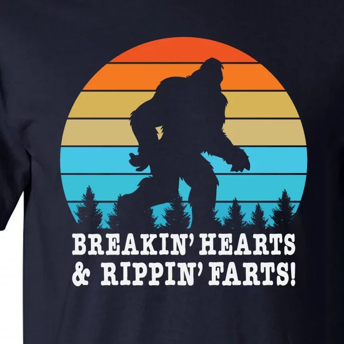 Breakin Hearts And Rippin Farts Funny Bigfoot Tall T-Shirt