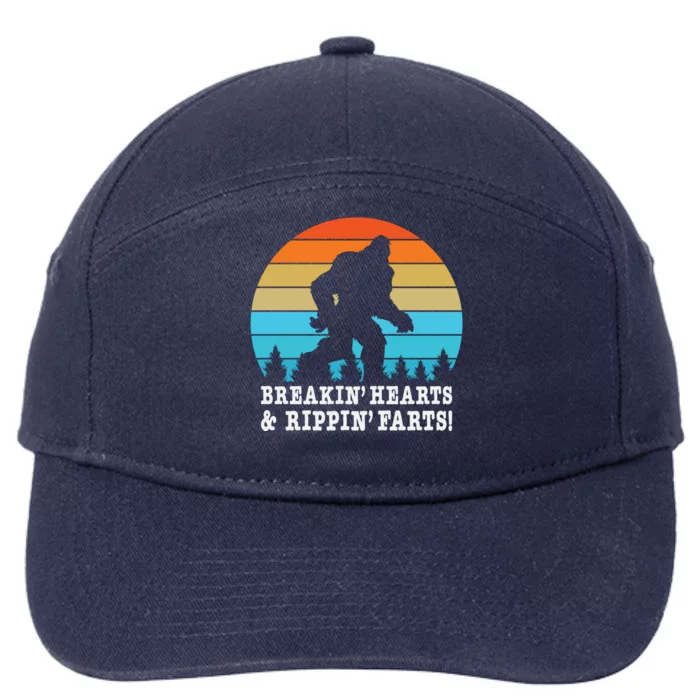 Breakin Hearts And Rippin Farts Funny Bigfoot 7-Panel Snapback Hat