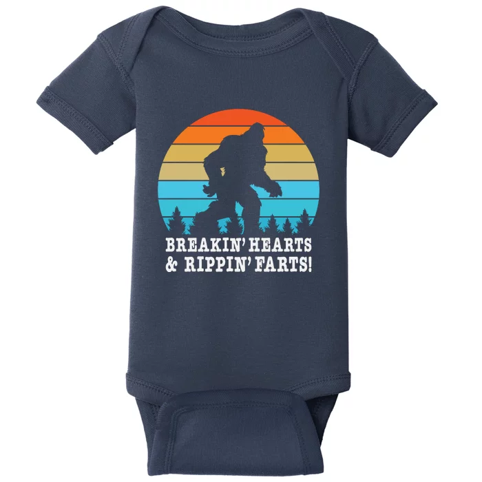 Breakin Hearts And Rippin Farts Funny Bigfoot Baby Bodysuit