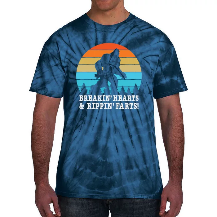 Breakin Hearts And Rippin Farts Funny Bigfoot Tie-Dye T-Shirt