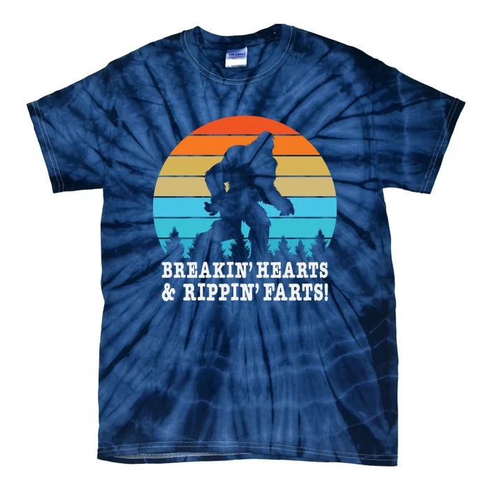 Breakin Hearts And Rippin Farts Funny Bigfoot Tie-Dye T-Shirt