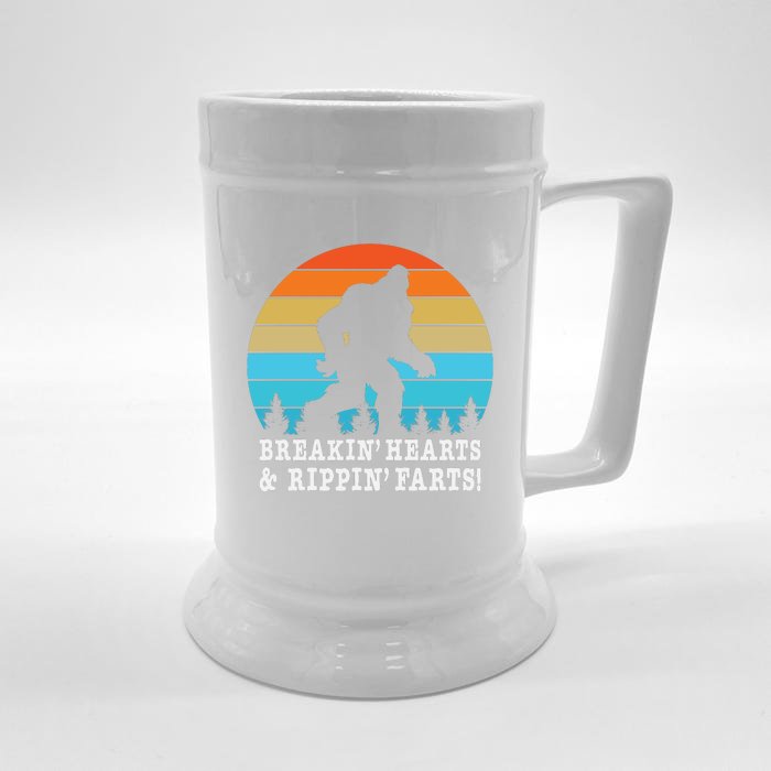 Breakin Hearts And Rippin Farts Funny Bigfoot Front & Back Beer Stein