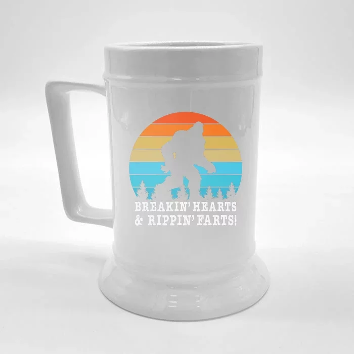 Breakin Hearts And Rippin Farts Funny Bigfoot Front & Back Beer Stein