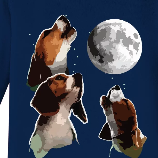 Beagle Howling At The Moon Funny Beagle Owner Beagle Baby Long Sleeve Bodysuit