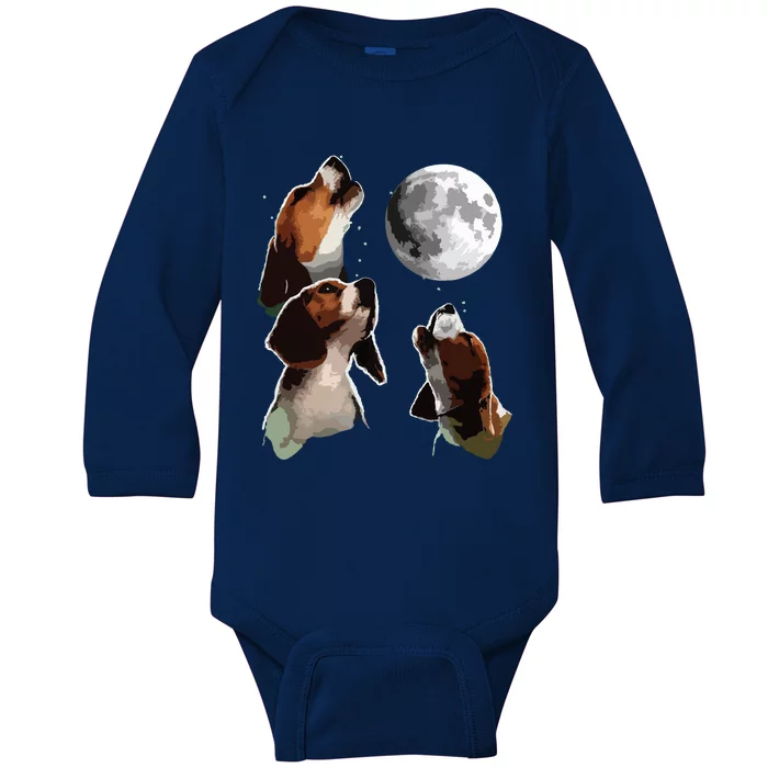 Beagle Howling At The Moon Funny Beagle Owner Beagle Baby Long Sleeve Bodysuit