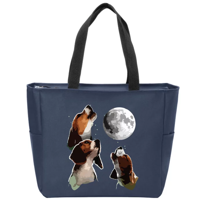 Beagle Howling At The Moon Funny Beagle Owner Beagle Zip Tote Bag