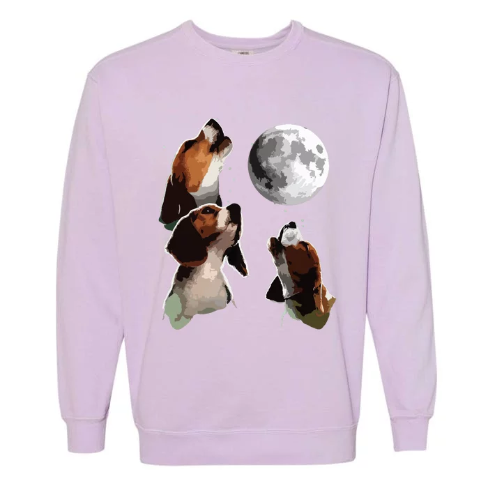 Beagle Howling At The Moon Funny Beagle Owner Beagle Garment-Dyed Sweatshirt