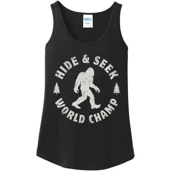 Bigfoot Hide And Seek World Champion Sasquatch Retro Vintage Ladies Essential Tank