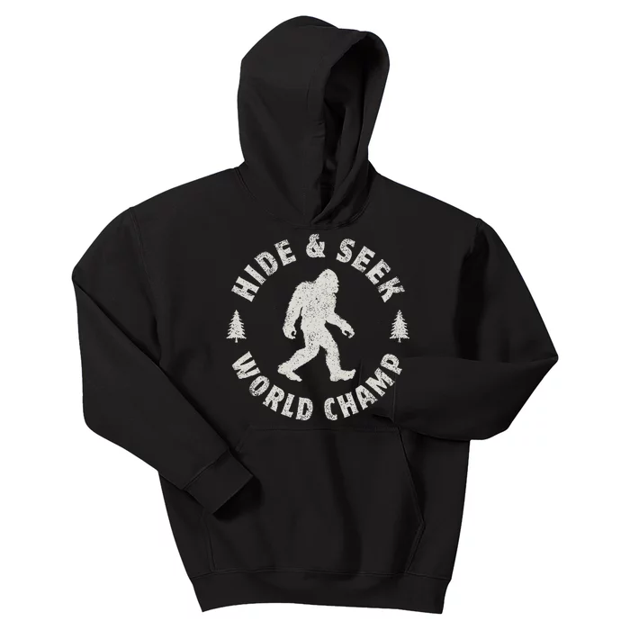 Bigfoot Hide And Seek World Champion Sasquatch Retro Vintage Kids Hoodie