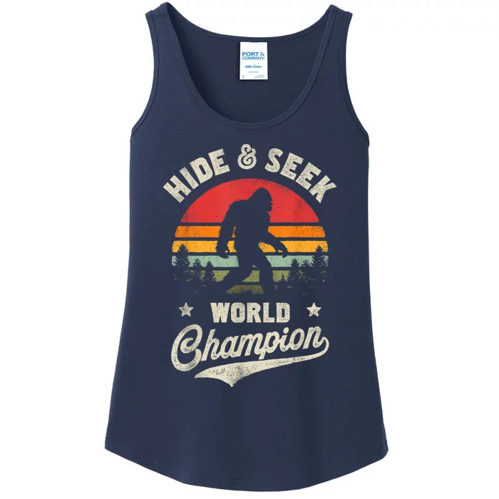 Bigfoot Hide And Seek World Champion Sasquatch Retro Vintage Ladies Essential Tank