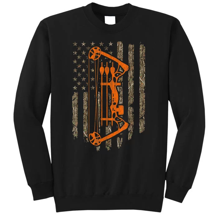 Bow Hunting American Flag Hunter Archery Tree Camouflage Sweatshirt