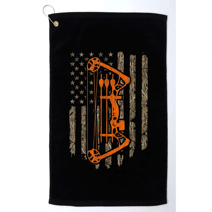 Bow Hunting American Flag Hunter Archery Tree Camouflage Platinum Collection Golf Towel