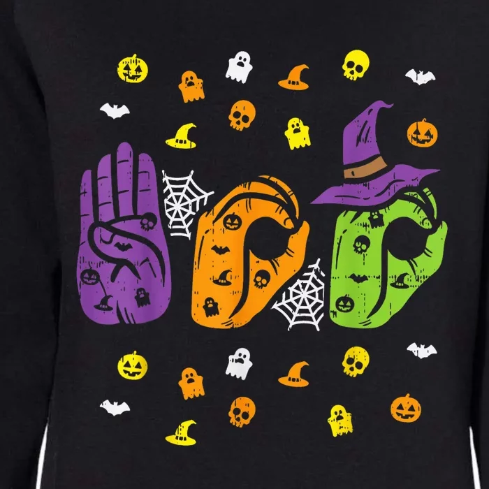 Boo Hands American Sign Language Pride ASL Halloween Womens California Wash Sweatshirt