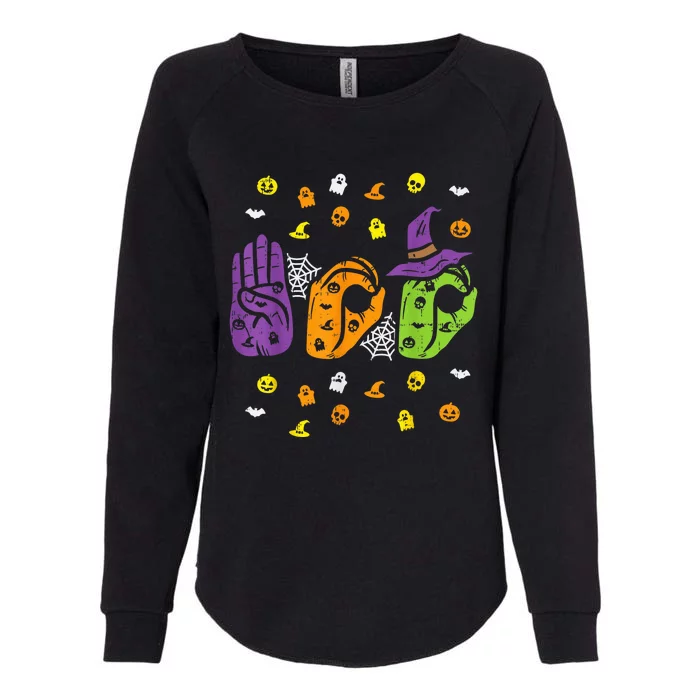 Boo Hands American Sign Language Pride ASL Halloween Womens California Wash Sweatshirt