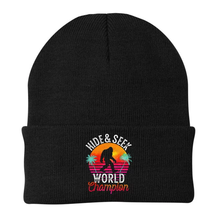 Bigfoot Hide And Seek World Champion Sasquatch Retro Vintage Knit Cap Winter Beanie