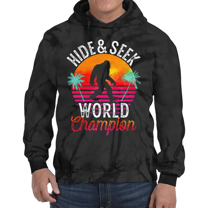 Bigfoot Hide And Seek World Champion Sasquatch Retro Vintage Tie Dye Hoodie