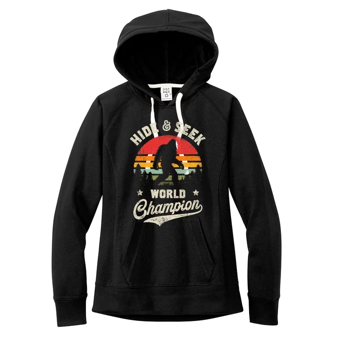 Bigfoot Hide And Seek World Champion Sasquatch Retro Vintage Women's Fleece Hoodie