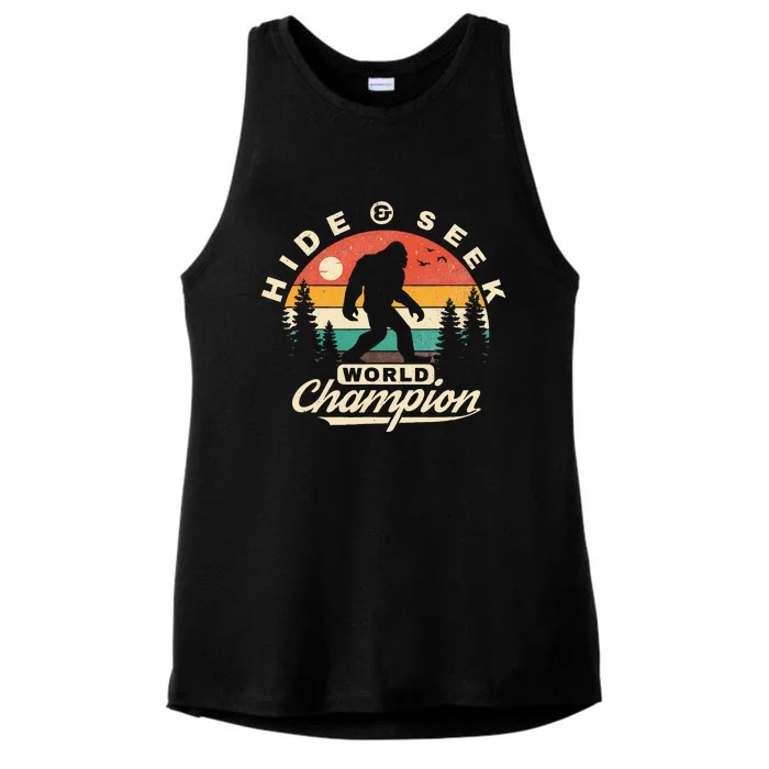 Bigfoot Hide And Seek World Champion Sasquatch Ladies Tri-Blend Wicking Tank