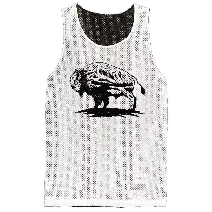 Buffalo Head Bison American vintage National Park Mesh Reversible Basketball Jersey Tank