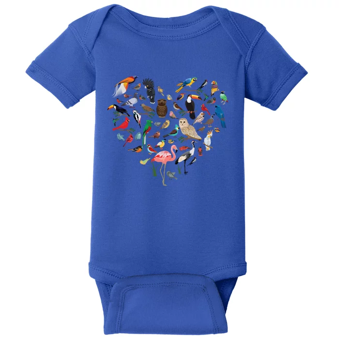 Bird Heart Birding Bird Watching Birder Bird Watcher Cute Gift Baby Bodysuit