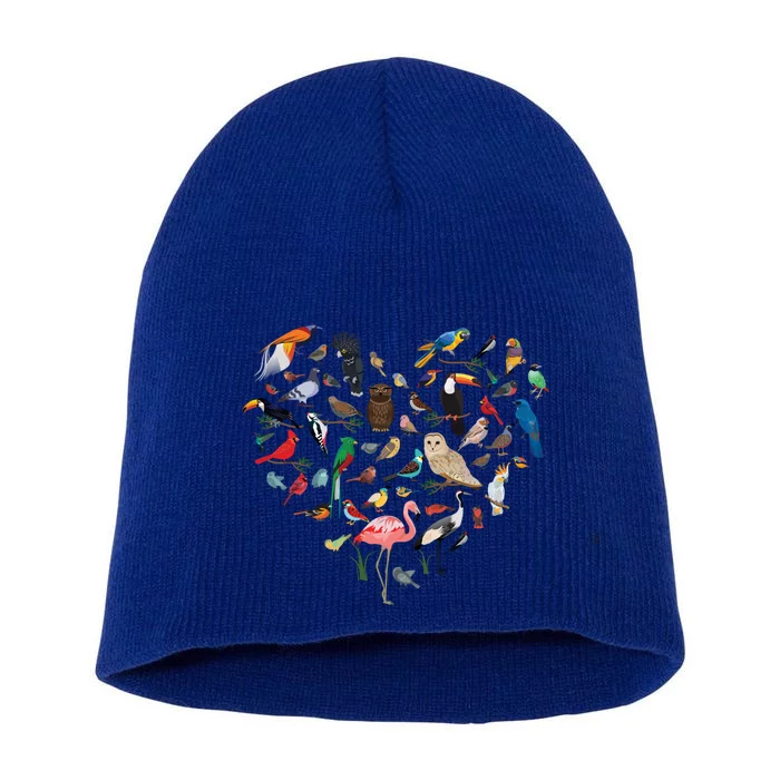 Bird Heart Birding Bird Watching Birder Bird Watcher Cute Gift Short Acrylic Beanie