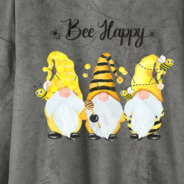 Bee Happy Bee Gnome Spring Hooded Wearable Blanket